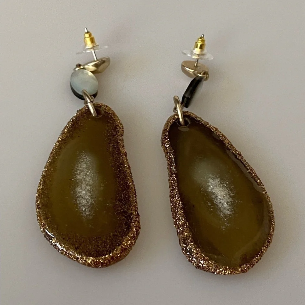 Earrings Drops Drops Acrylic Stone Design Vintage 3.5”